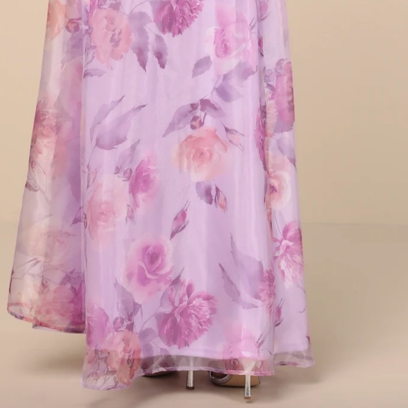 Dramatically Lovely Lavender Floral One-Shoulder Maxi Dress - Picture 3 of 5